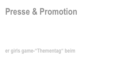 Presse & Promotion

Details zur „girls game“- Promotiontour, Tourpläne, Pressetexte, Artikel, Auftritte…

er girls game-“Thementag“ beim SWR Stuttgart
